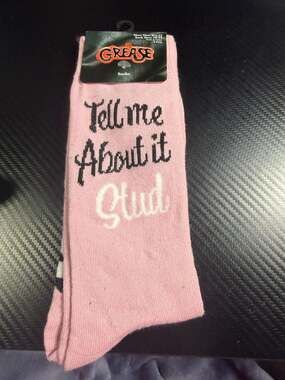 Grease "Tell Me About It Stud" Pink Crew Socks Size 10-13